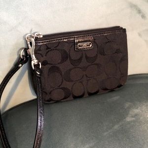 Coach Black Logo Zip Wristlet
